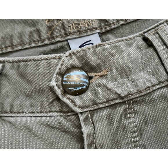 SILVER JEANS Womens Size 32 Olive Green GI Distressed Low Rise Bermuda Shorts - Picture 6 of 8